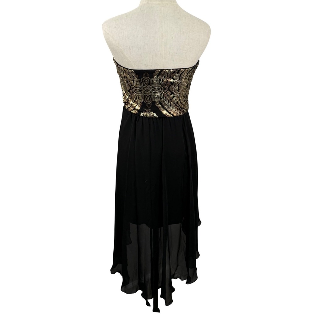 Vintage Glam Art Deco Gold Sequin Hi Lo Party Dress Prom Y2K As U Wish Sz S EUC - Picture 3 of 8
